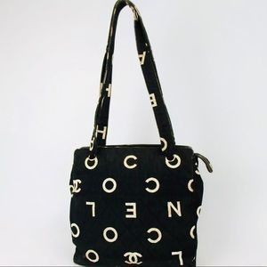 Vintage Chanel Black Logo Icon Tote Bag